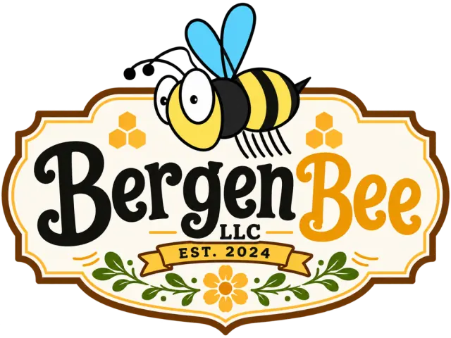 Bergen Bee Company LLC logo featuring a cheerful illustrated honey bee
